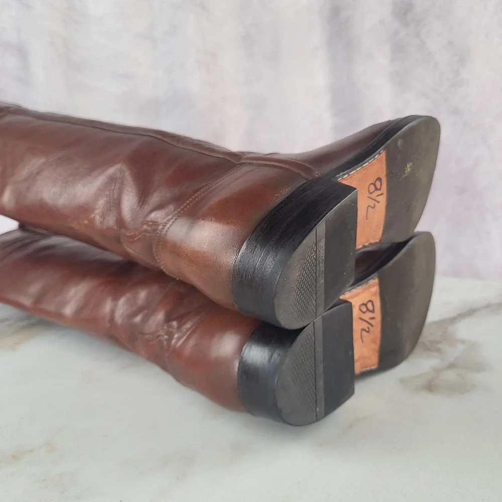 Vintage Lucchese Knee High Western Boots Women's Size 8.5 B READ